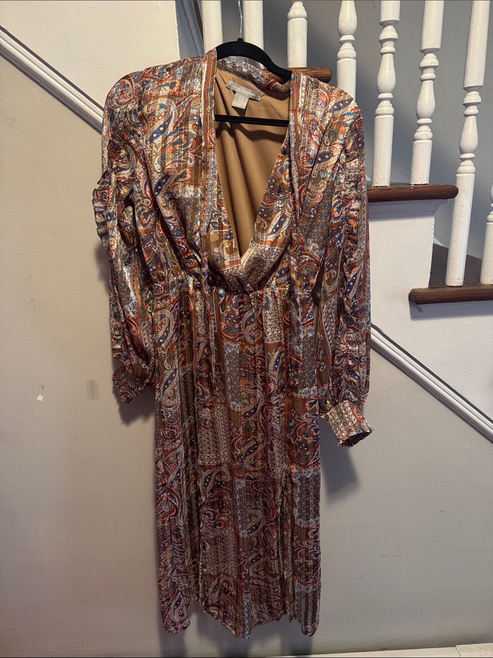 Lucky Brand Multicolor Paisley Maxi Dress in Brown & Rust Tones